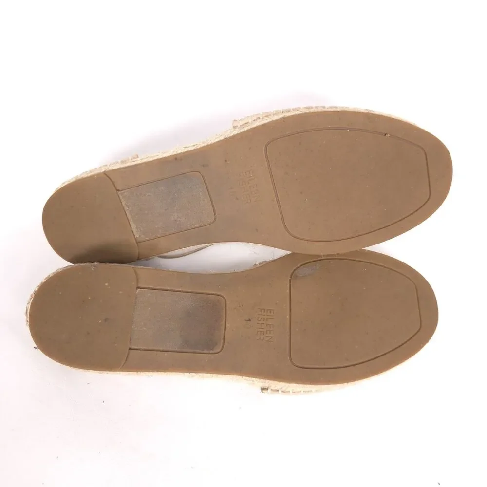 EILEEN‎ FISHER Women's Espadrille Flats Elastic Straps 10 Beige Slip on